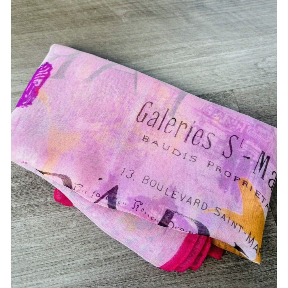 Women’s Pink Paris Scarf Rectangle Sheer Summer - Picture 4 of 5